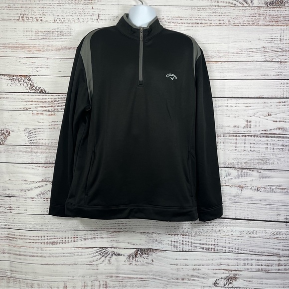 Callaway Black Gray 1/4 Zip Opti Therm Long Sleeve Golf Jacket - Picture 1 of 15